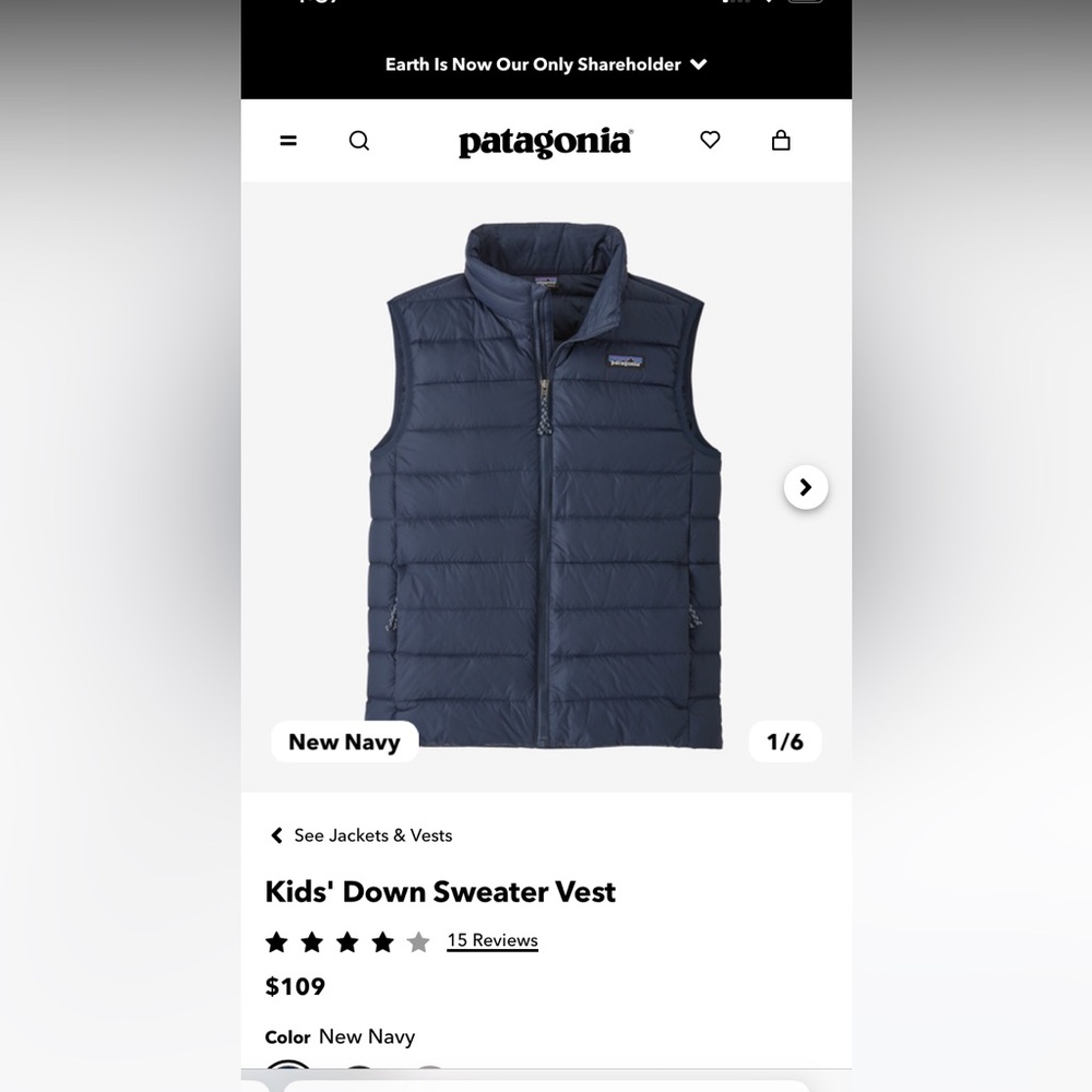 Children’s Patagonia down vest